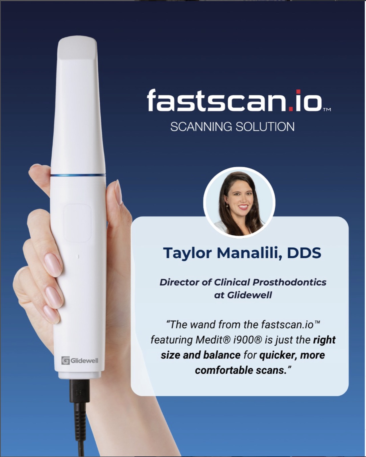 glidewell.io Fastscan testimonial Instagram post
