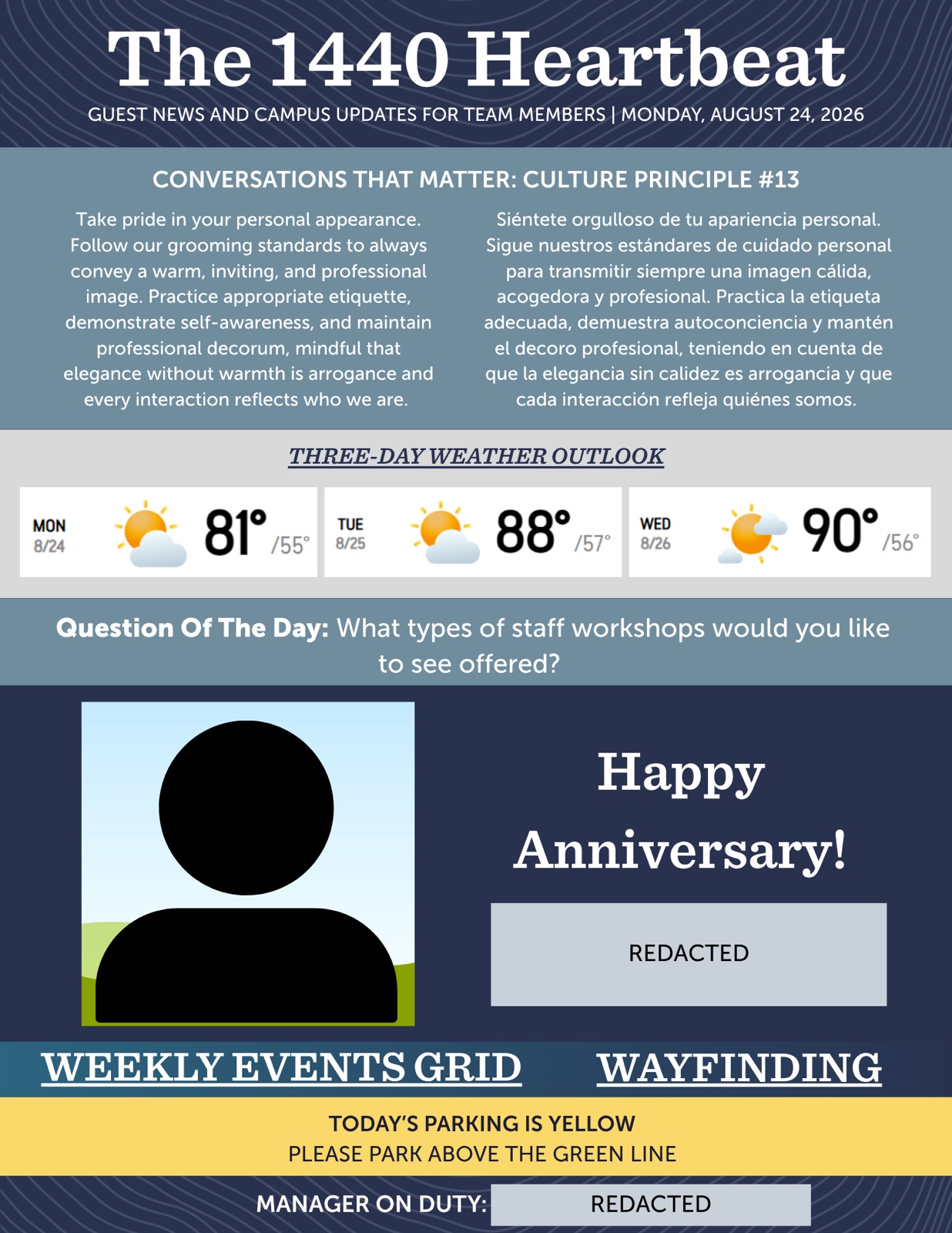 Daily newsletter example, page one